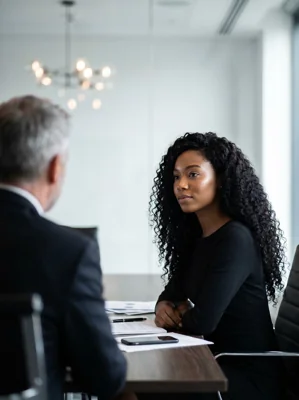 Mulher em reunião de negócios