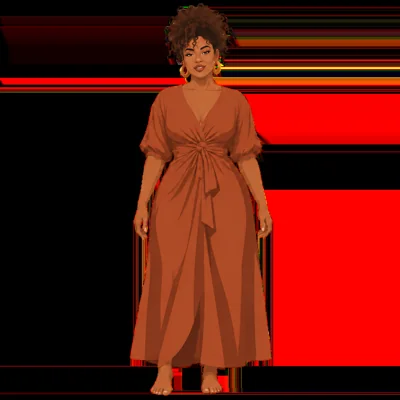 Ilustração de mulher com vestido preto