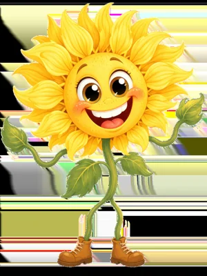 Desenho de girassol sorridente