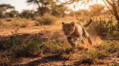 Guepardo correndo na savana