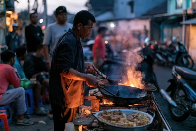 Barraca de comida de rua indonésia