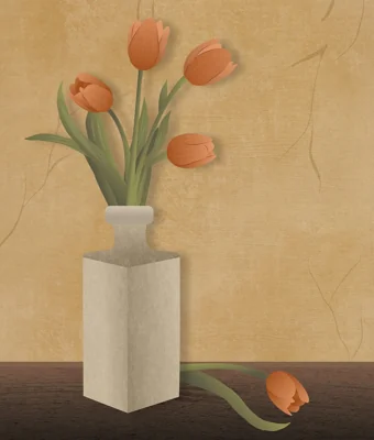 Tulipas em vaso no estilo vintage