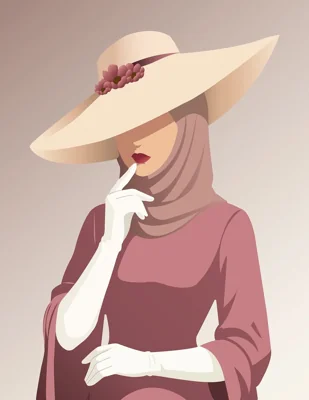 Retrato de mulher com chapéu e luvas