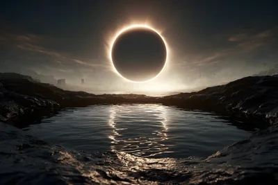 Eclipse solar na paisagem